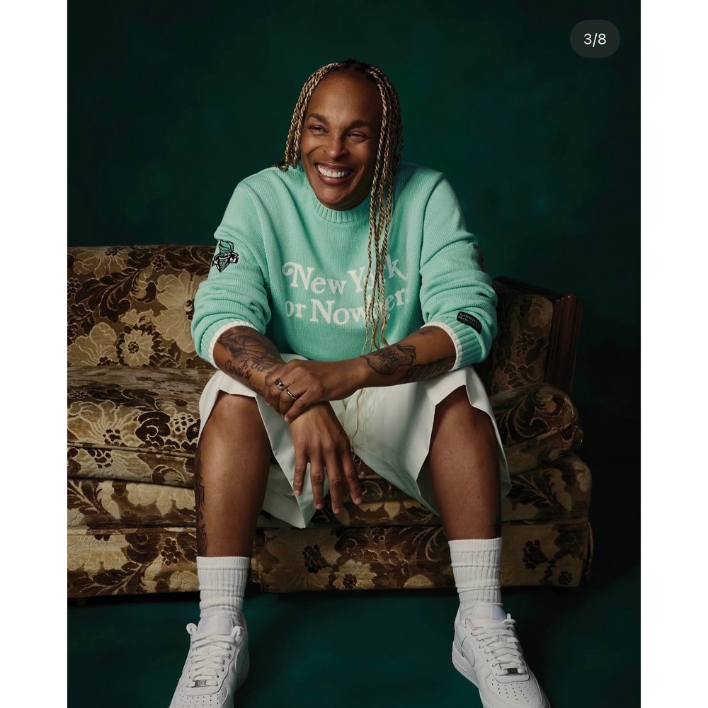 New York or Nowhere X WNBA Liberty Motto Sweater in Seafoam Green, Adult Medium - Picture 2 of 16
